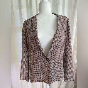 SMALL - Joie silk orange and blue diamond patterned blazer